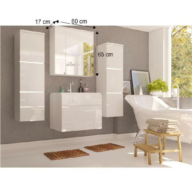 Fali fürdőszoba szekrény Menkib (fehér + extra magasfényű fehér) *kiárusítás