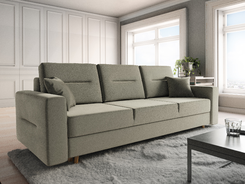 Szétnyitható kanapé Bergenia (krém + krém párnák)