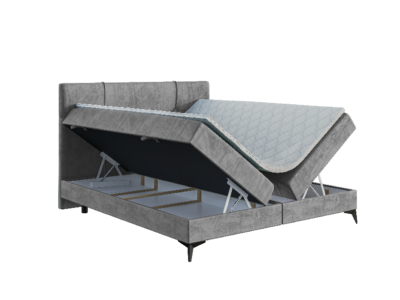 Franciaágy Boxspring 160 cm Nivela (beton) (matraccal és tárolóhellyel)
