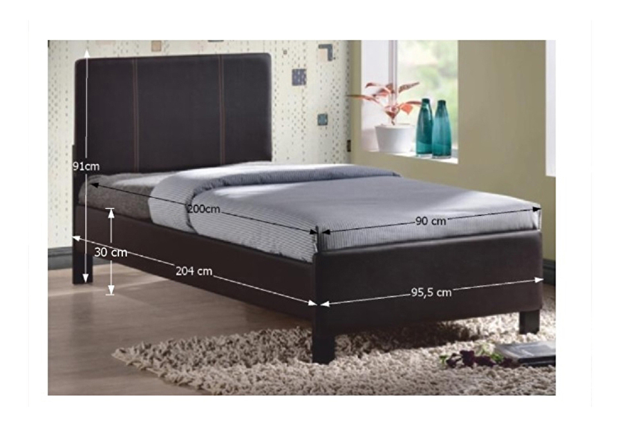 Egyszemélyes ágy 90 cm Coson (barna) (ágyráccsal)