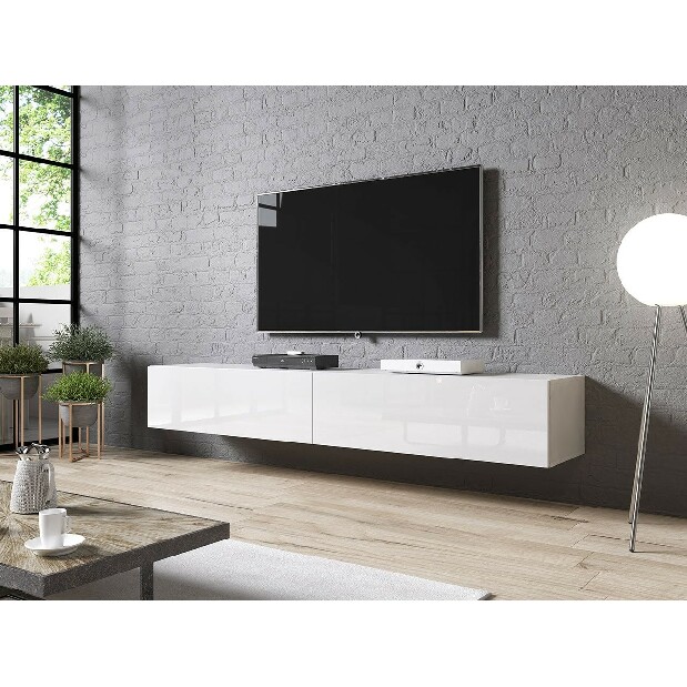 TV asztal/szekrény Kylara 200 (fehér + fényes fehér)