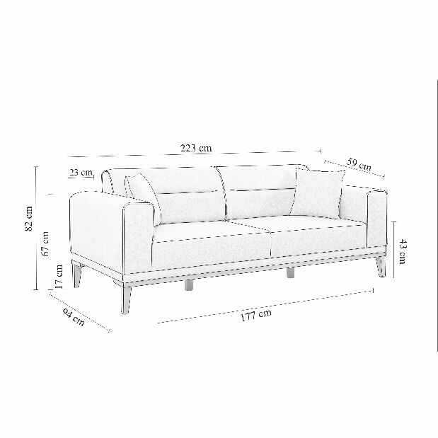 Háromszemélyes kanapé Lesana (antracit)