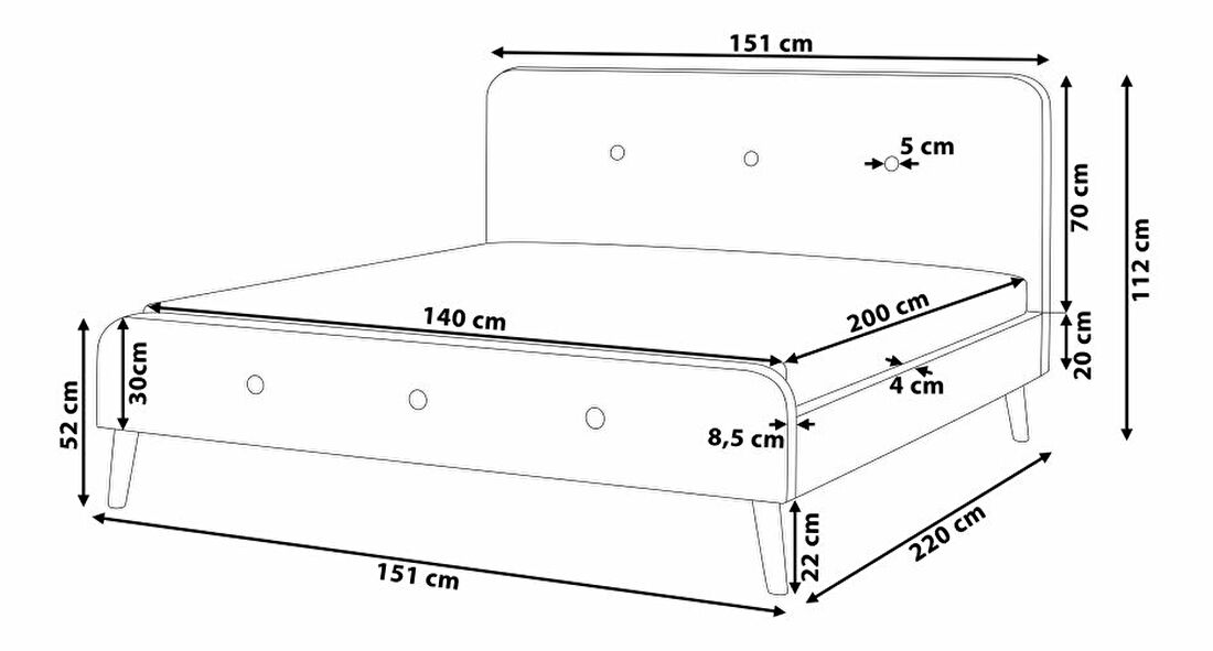 Franciaágy 140 cm ROME (ágyráccsal) (világosszürke)
