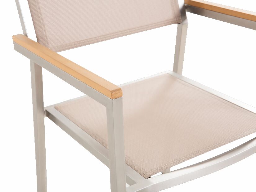Kerti bútor szett GROSSO (tölgy) (laminát HPL) (bézs székek) (6 fő részére)