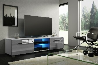 TV asztal/szekrény Mona 140 (fehér + fényes szürke)