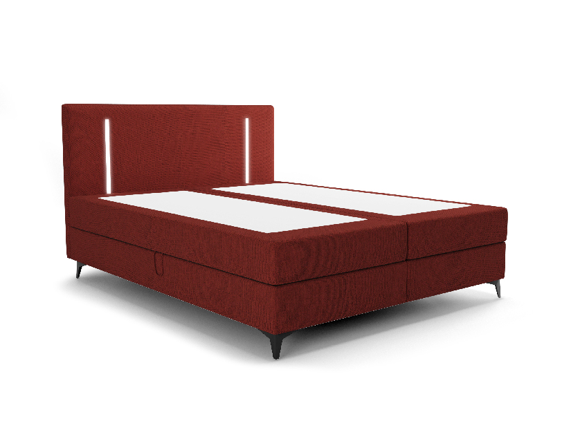 Egyszemélyes ágy 120 cm Ortega Bonell (piros) (ágyráccsal, tárolóhellyel) (LED világítás)