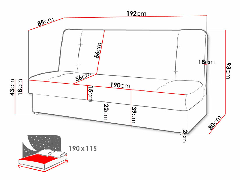 Széthúzható kanapé Korina (lawa 06) (tárolóhellyel)