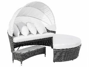 Kerti fotel árnyékoló kupolával LIS (polirattan) (szürke)