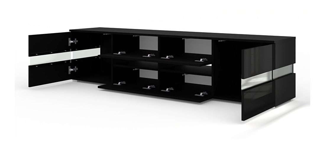 TV asztal/szekrény Vaimo (matná Fekete + lesklá Fekete)
