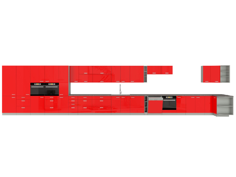 Sarok felső konyhaszekrény Roslyn 58 x 58 GN 72 1F (piros + szürke)