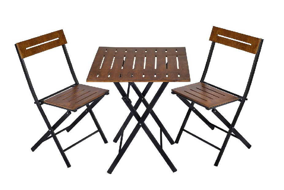 Kerti asztal és szék készlet (3 db.) Bonita (dió + fekete)