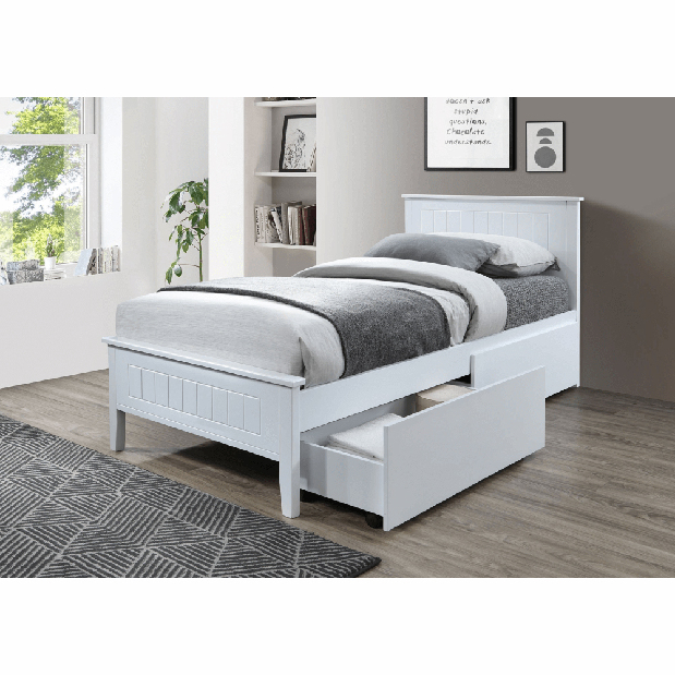 Egyszemélyes ágy 90 cm Minea (fehér) (ágyráccsal)