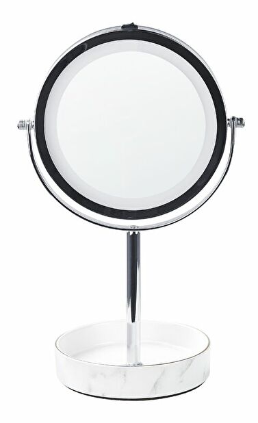 Kozmetikai tükör Shevaun (ezüst + fehér) (LED világítás)