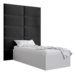 Egyszemélyes ágy kárpitozott fejtámlával 90 cm Brittany 1 (matt fehér + fekete) (ágyráccsal)