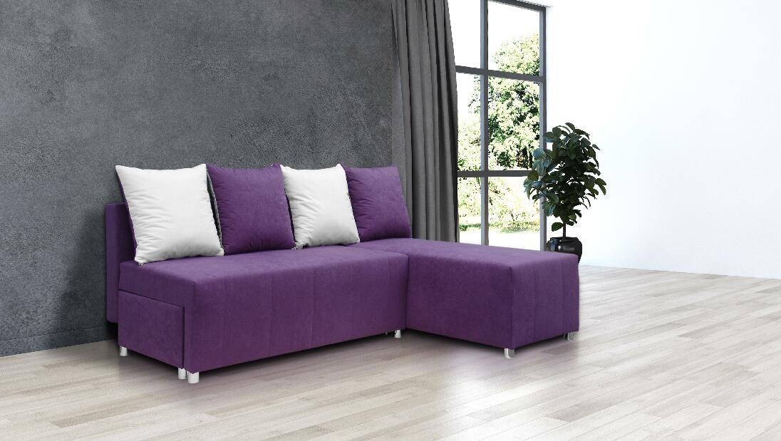 Sarok kanapé Brigid (lila + párnák)