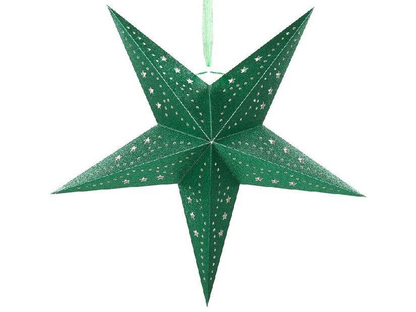 Függő csillag készlet 2 db. 45 cm Monti (zöld csillogó)