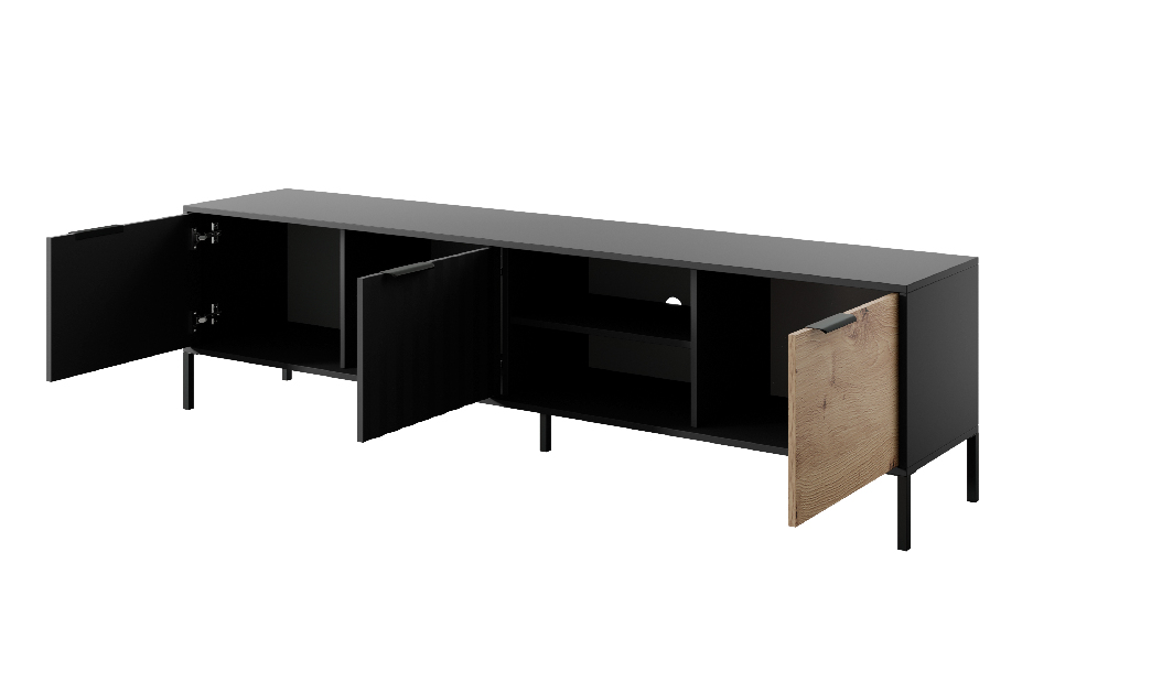 TV asztal/szekrény Rastafa 203 3D (artisan tölgy + fekete)