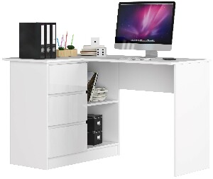 Sarok PC asztal Bodhi (fehér + fényes fehér) (B)