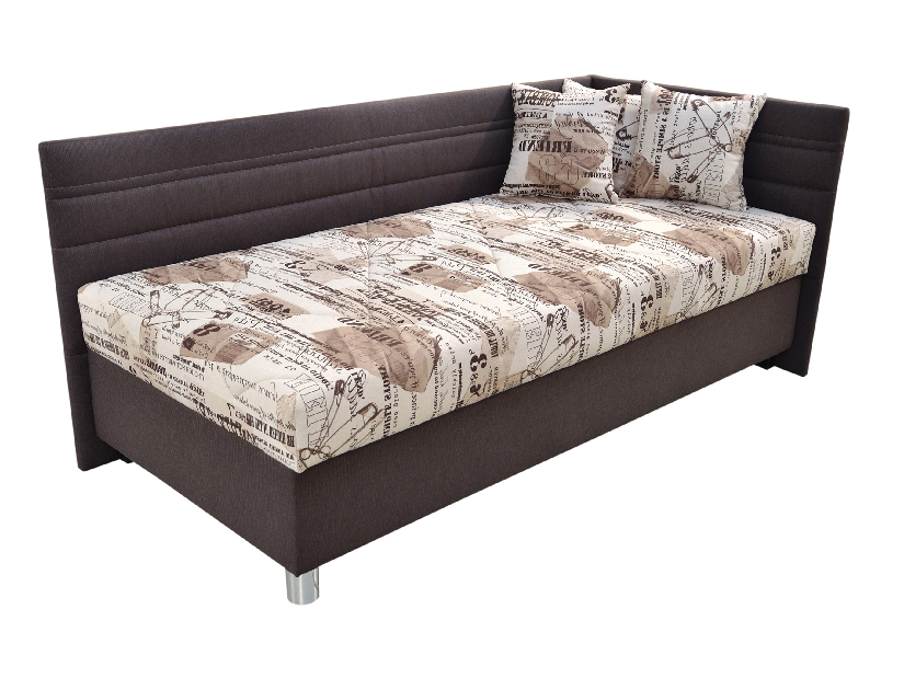 Egyszemélyes ágy 90 cm Porfirio (bézs + barna) (ágyráccsal és matraccal) (J)