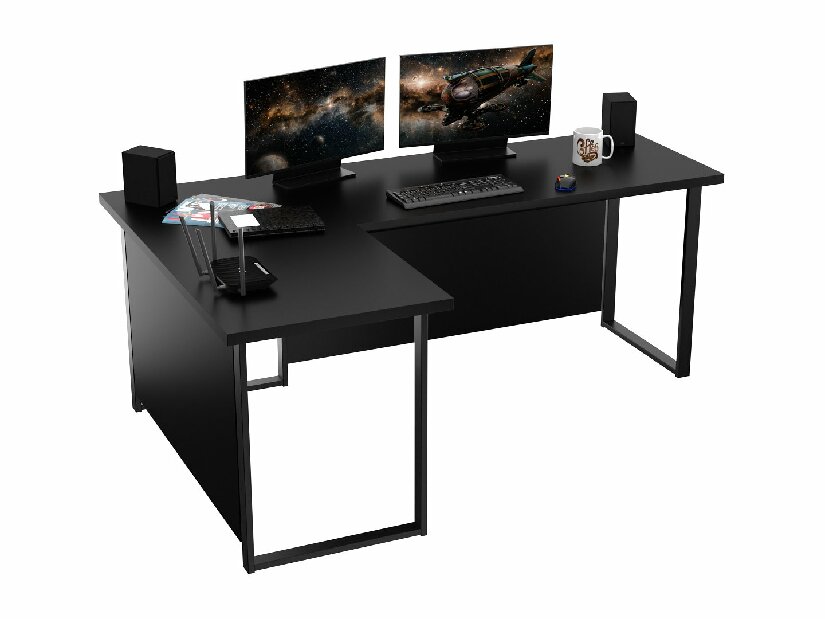 Sarok PC asztal Vintid (fekete)