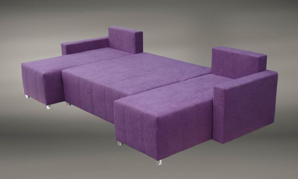 U-alakú sarok kanapé Brigid U háttámlával (fekete lila + párnák)