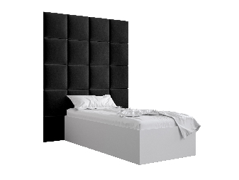 Egyszemélyes ágy kárpitozott fejtámlával 90 cm Brittany 3 (matt fehér + fekete) (ágyráccsal)