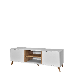 TV asztal + szekrény Barbara Mirjan 150 WL05 (fehér + fehér + arany craft tölgy)