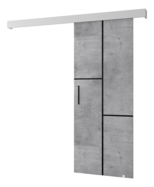Tolóajtó 90 cm Sharlene VII (beton + matt fehér + fekete)