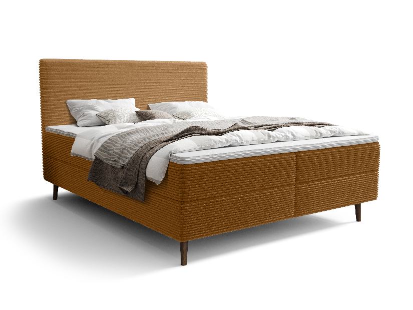 Egyszemélyes ágy 120 cm Napoli Bonell (karamell) (ágyráccsal, tárolóhellyel)
