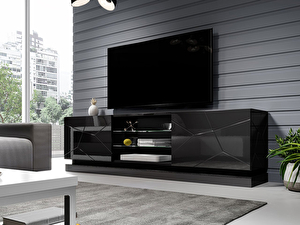 TV szekrény/asztal 200 Aura (fekete + fényes fekete)