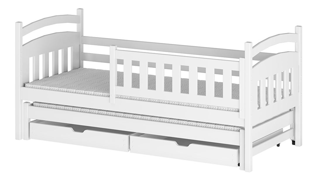 Gyerekágy 90 x 190 cm GLYNDA (ágyráccsal és tárolóhellyel) (fehér)