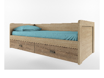 Egyszemélyes ágy 90 cm Danica (madura + wellington tölgy) (ágyráccsal)