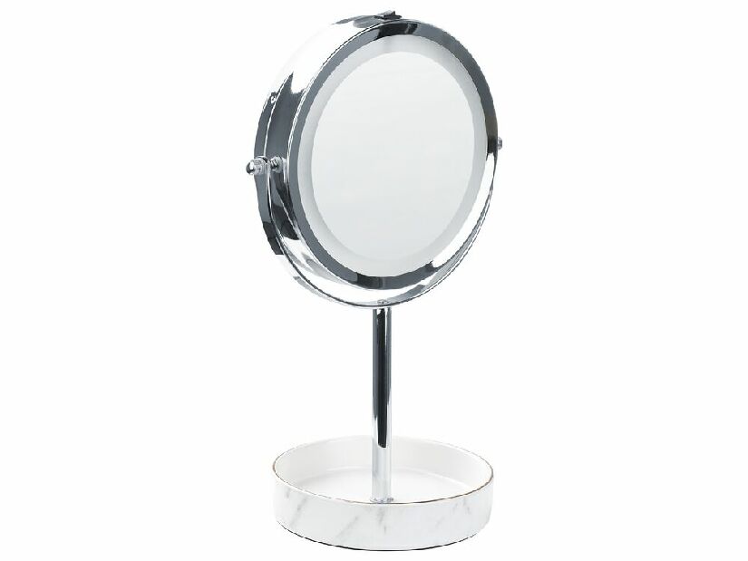 Kozmetikai tükör Shevaun (ezüst + fehér) (LED világítás)