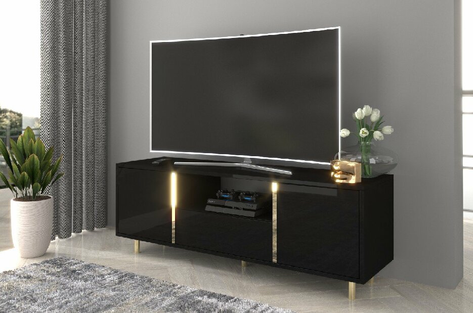 TV asztal/szekrény Carra (magasfényű fekete)
