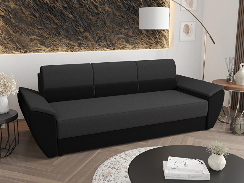 Háromszemélyes kanapé Radiant Bis (sötétszürke + fekete)