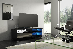 TV asztal/szekrény Mona 100 (matt fekete + fényes fekete)