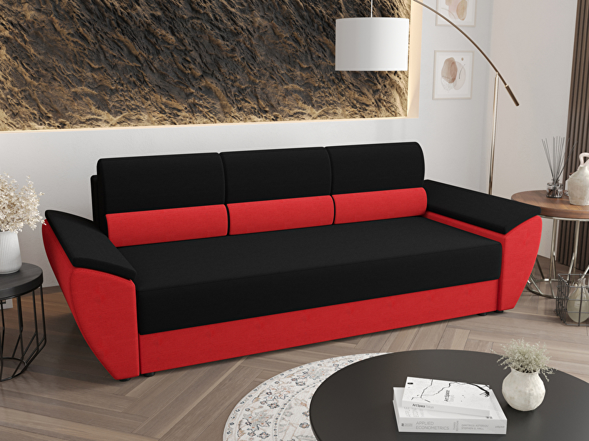 Háromszemélyes kanapé Radiant Bis (fekete + piros)