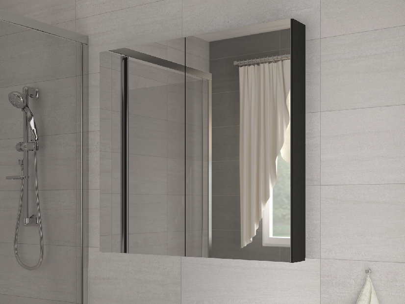 Falra szerelhető fürdőszoba szekrény Della 60 (fekete + tükör) *kiárusítás