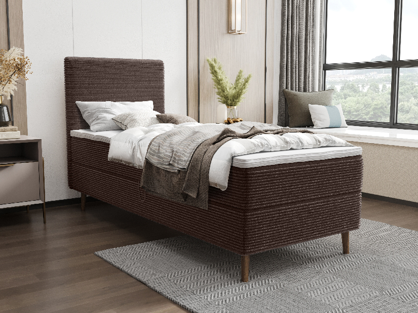Egyszemélyes ágy 80 cm Napoli Comfort (barna) (ágyráccsal, tárolóhellyel)
