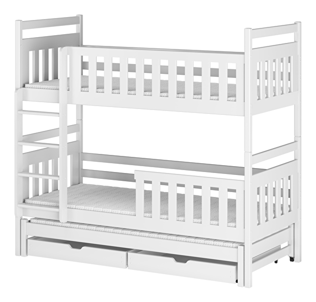 Gyerekágy 90 x 190 cm KRISTY (ágyráccsal és tárolóhellyel) (fehér)