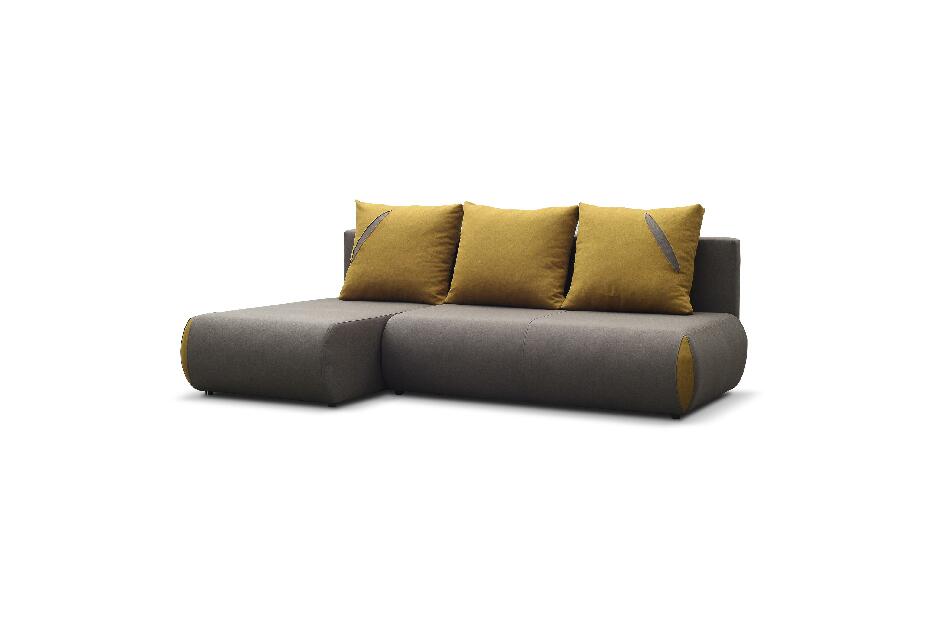 Sarok kanapé Claretha (barna + sárga) (B)