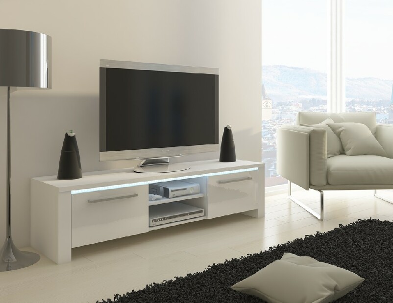 TV asztal/szekrény Helix (fehér + fényes fehér)
