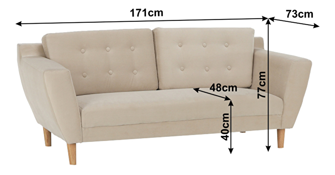 Háromszemélyes kanapé Sham (krém)