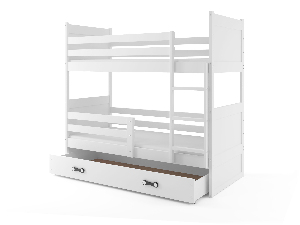 Emeletes ágy 80 x 160 cm Ronnie B (fehér + fehér) (ágyrácsokkal és tárolóhellyel)