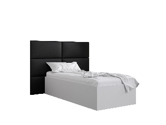 Egyszemélyes ágy kárpitozott fejtámlával 90 cm Brittany 2 (matt fehér + fekete) (ágyráccsal)