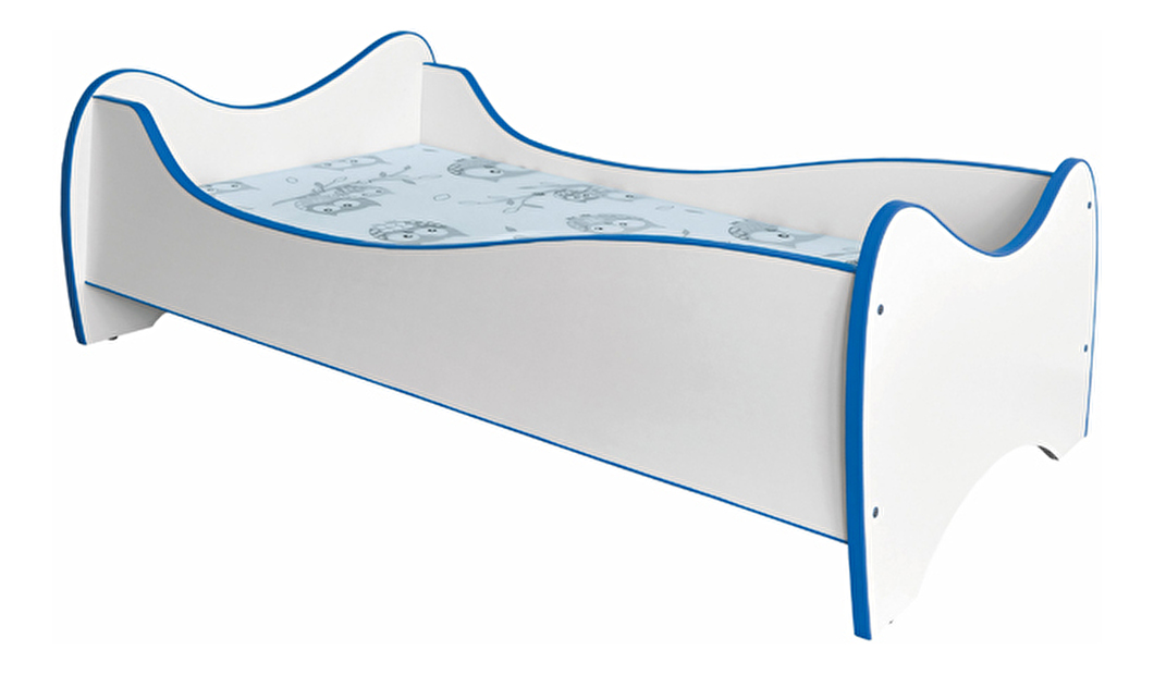 Egyszemélyes ágy 80 cm Duo (fehér + kék) (ágyráccsal és matraccal)