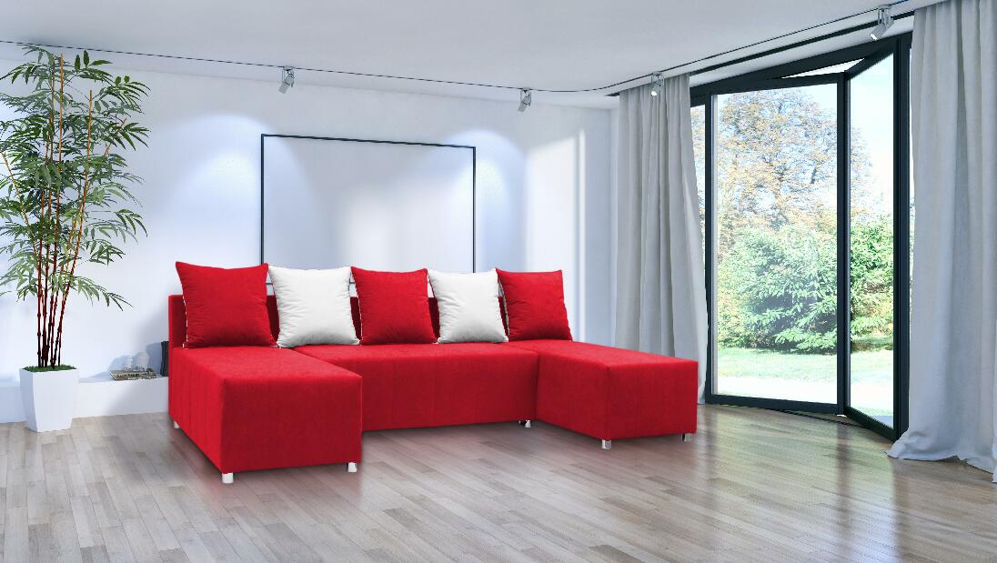 U-alakú sarok kanapé Brigid U (piros + párnák)