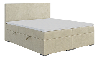Egyszemélyes ágy Boxspring 120 cm Lemmy (világosbézs) (matraccal és tárolóhellyel)