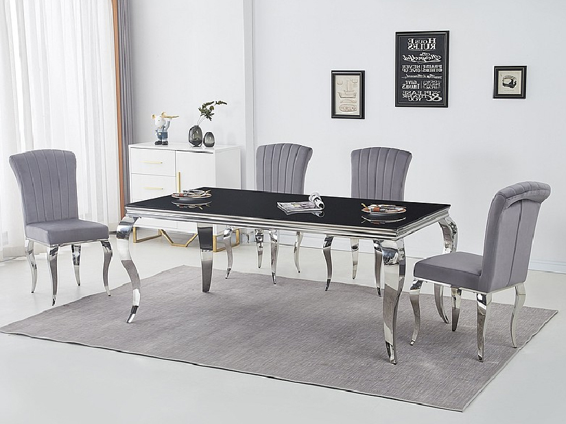 Étkezőasztal 150 cm Pria (fekete + króm) (4 6 fő részére)