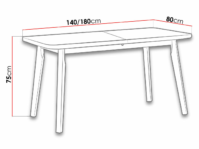 Asztal Harry 80 x 140+180 VI (fehér L) (fekete)